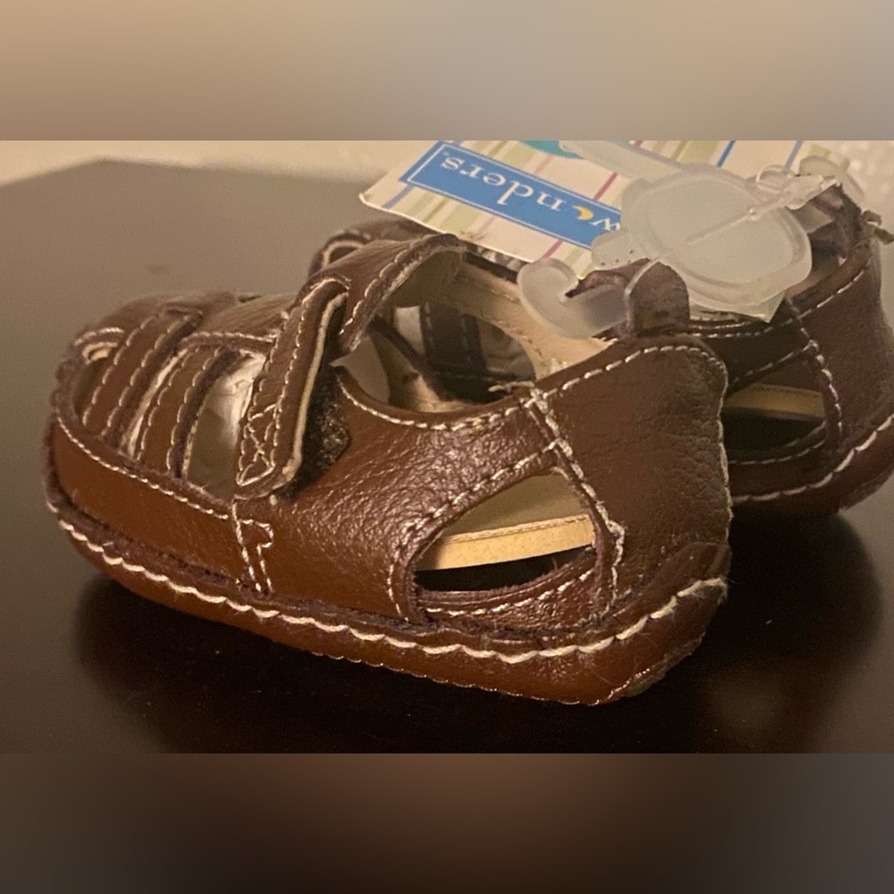 Little Wonders Brown Leather Baby Sandals | Fisherman Sandals Infant Shoes | NWT - Picture 5 of 5